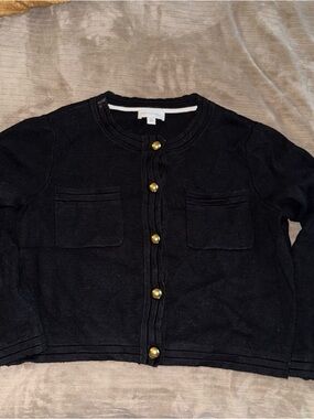 Black Crewneck sweater with Gold Buttons